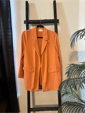 MELLODAY Orange Open-Front Blazer Jacket